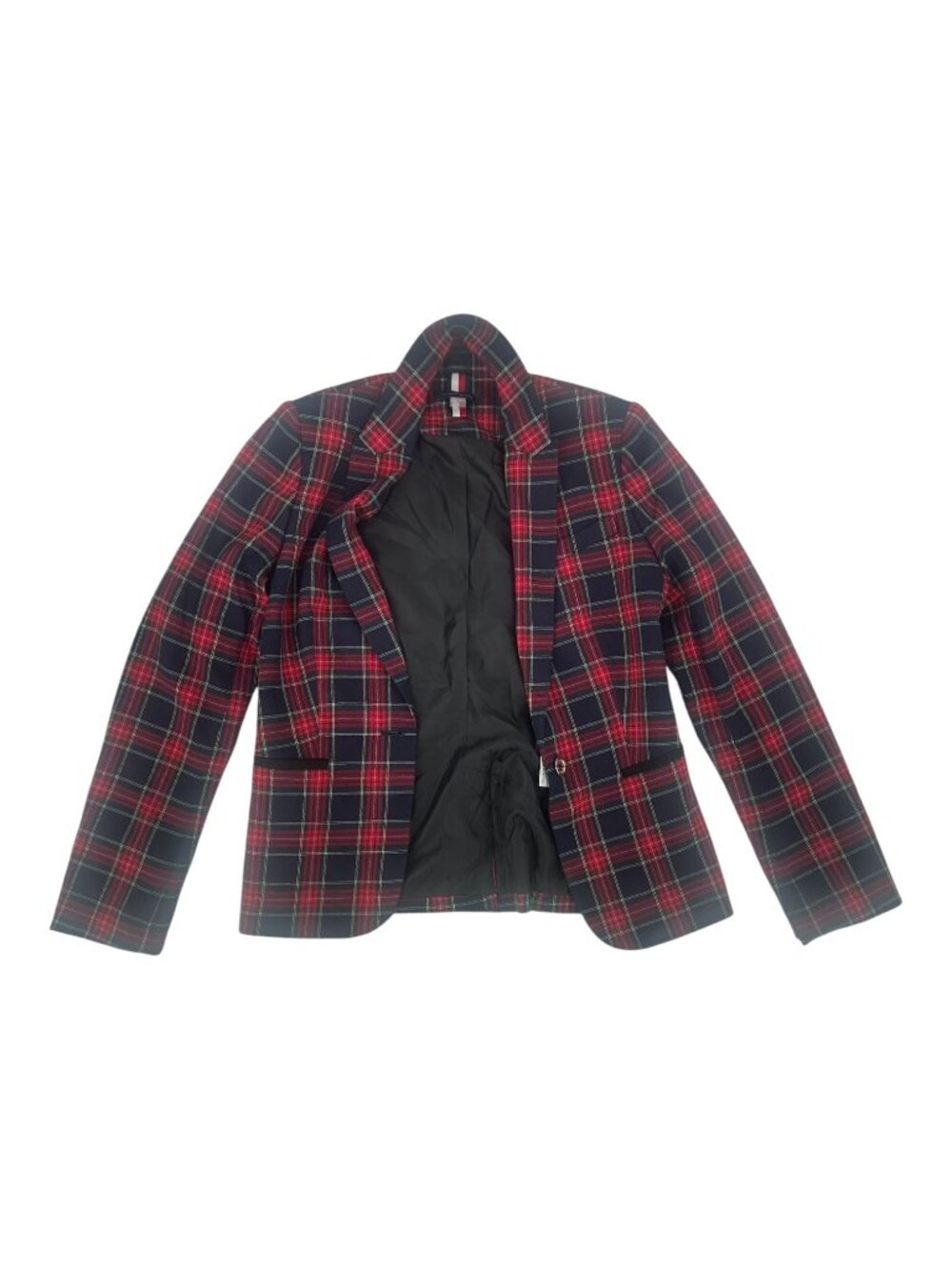 Tommy Hilfiger Women’s Size 4 Classic Tartan Plaid Blazer Elbow Patches Preppy - Picture 8 of 13